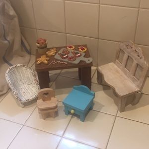 Wood Set doll furniture with some scratches